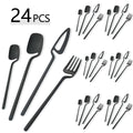 Axyaa 24-Piece Stainless Steel Cutlery Set in Matte Black Finish