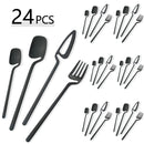 Axyaa 24-Piece Stainless Steel Cutlery Set in Matte Black Finish