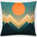 Geometric Mountains & Colorful Birds Pillow Covers by Axyaa