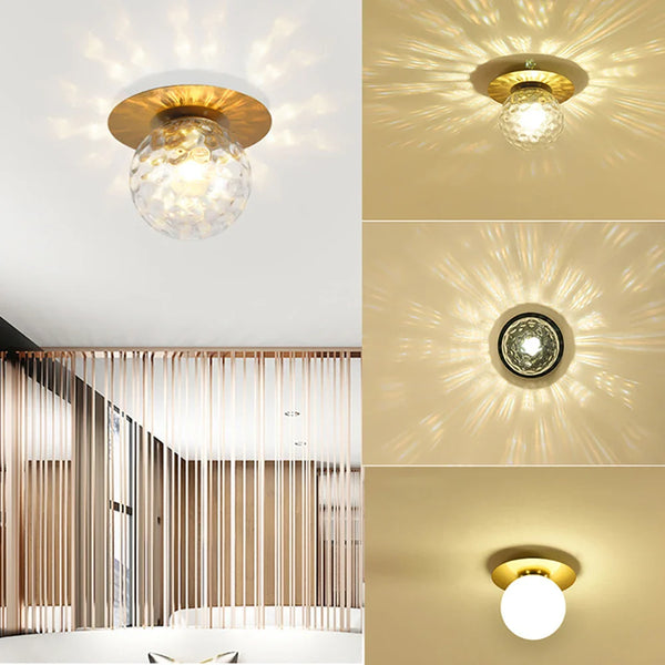 Axyaa Nordic Glass Ball Ceiling Lamp for Bedroom and Balcony, Indoor E27 Lighting