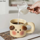 Axya Ceramic Couple's Breakfast Mug Set with Lid, Spoon | Water Milk Tea Afternoon Cups