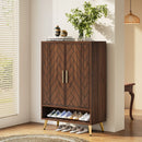 Axyaa 6-Tier Wooden Shoe Storage Cabinet with Doors & Adjustable Shelves