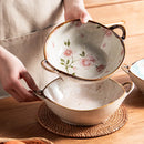 Axya 700ml Japanese Flowers Noodle Bowl - Ceramic Soup Salad Pasta Kitchen Tableware