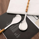 Axyaa Stainless Steel Bamboo Handle Spork Salad Server Fork Spoon Set