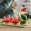Axya Hibiscus Flower Tea Set Ceramic Mugs Teapot Teacup Afternoon Tea Accessories