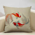 Axyaa Goldfish Linen Cushion Cover 45x45cm for Sofa, Living Room Decoration