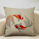 Axyaa Goldfish Linen Cushion Cover 45x45cm for Sofa, Living Room Decoration