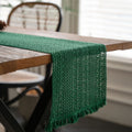 Axyaa Striped Cotton Linen Table Runner with Tassels for Home Dining Decor