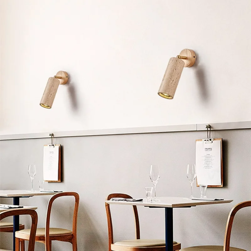 Axyaa Yellow Travertine Stone Wall Light Up Down Rotate Bedside Lamp
