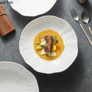 Axyaa White Ceramic Molecular Cuisine Salad Plate for Restaurant Tableware