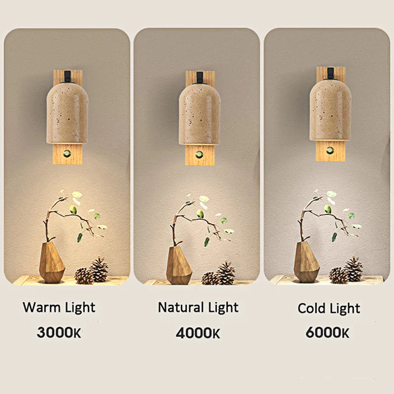Axyaa Wabi Sabi Stone LED Bedhead Wall Lamps for Bedroom Atmosphere