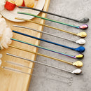 Axyaa Stainless Steel Straw Spoon Set - Reusable Metal Straw & Spoon for Smoothie Drinking