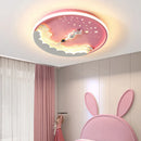 Axyaa Unicorn Rocket Round Ceiling Light for Kids' Room, Study, and Bedroom