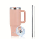 Axyaa 40oz Stainless Vacuum Insulated Coffee Cup with Handle and Straw