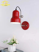 Axyaa Medieval Red/Orange LED Wall Lamp: Adjustable Iron Art for Bedroom Study Reading