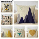 Axyaa Geometry Cushion Cover - 45x45cm Linen Pillow Case for Home Decor