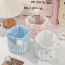 Axyaa Quilted Cotton Bow Organizer Box: High-capacity Round Storage Frame