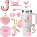 Axyaa Cup Accessories Set: Butterfly Straw, Cover, Cap, Boot, Handle Charm, Initials Sticker