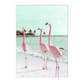Beach Flamingo Canvas Wall Art by Axyaa - Sea Wave Starfish Shell, Palm Tree, Pineapple