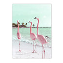 Beach Flamingo Canvas Wall Art by Axyaa - Sea Wave Starfish Shell, Palm Tree, Pineapple