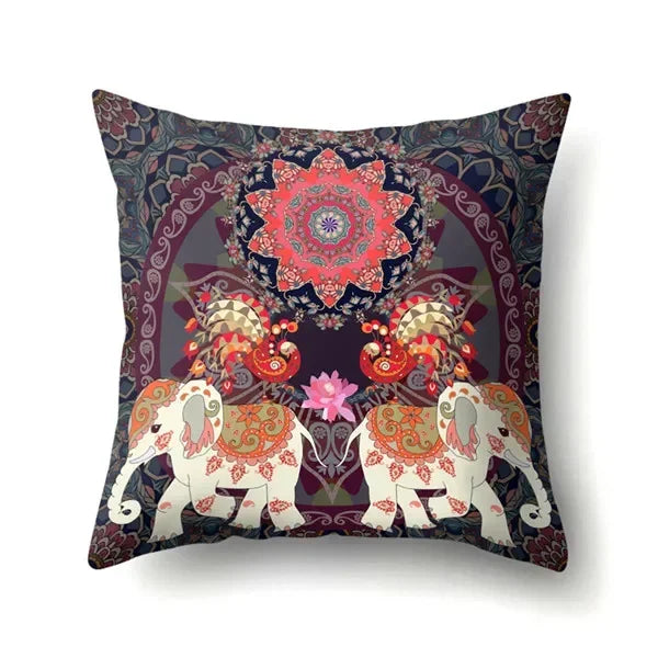 Abstract Geometric Bohemian Pillowcase in Colorful Exotic Style by Axyaa