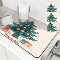 Axyaa Christmas Tree Absorbent Drying Mat - Quick Dry, Antiskid Tableware Mat