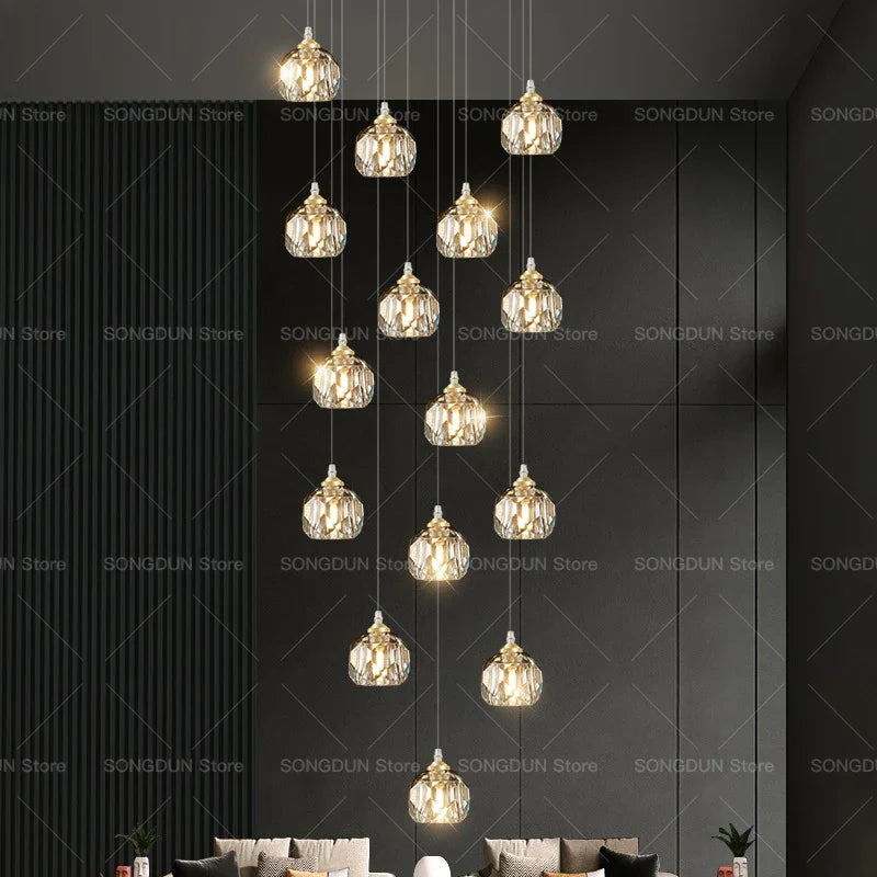 Axyaa Crystal Spiral Chandelier for Modern Luxury Living