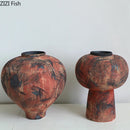 Axyaa Abstract Oil Style Ceramic Vase for Aesthetic Room Décor and Flower Arrangement