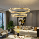 Axyaa Gold LED Crystal Pendant Chandelier for Modern Luxury Living Space