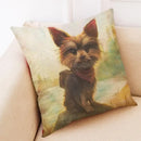 Axyaa Funny Pet Dog Pattern Linen Cushion Cover 45x45cm for Home Decor