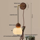 Axyaa LED Wall Sconce Walnut Wood Pull Chain Switch Art Light