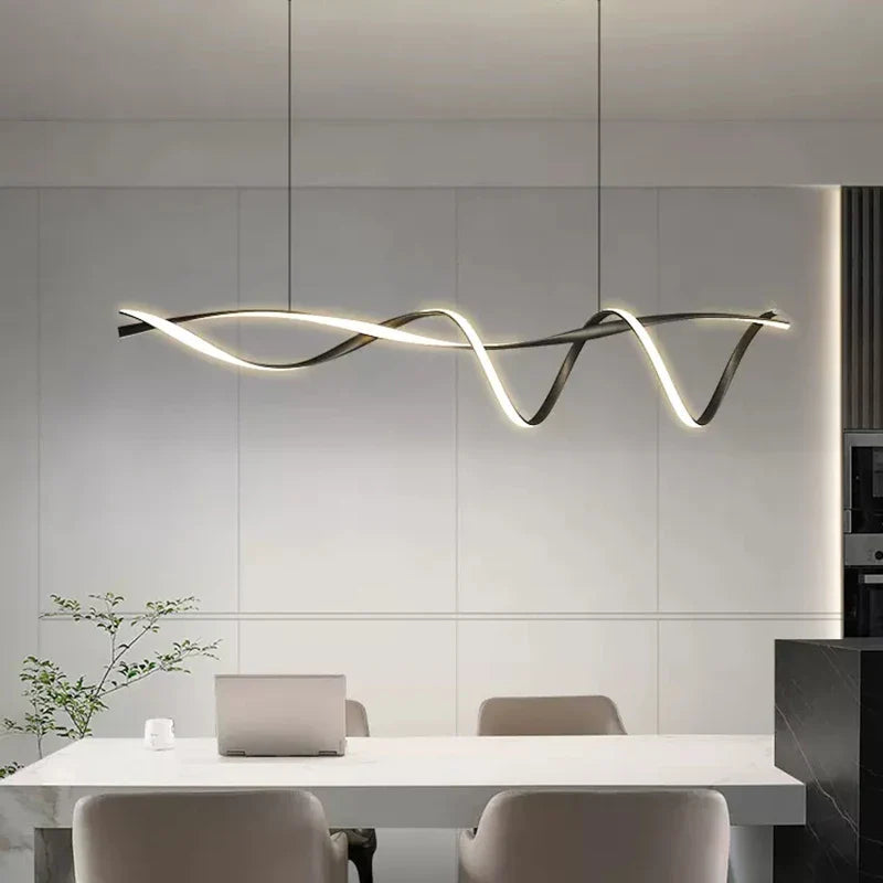 Axyaa Black Modern LED Chandelier for Dining Room, Kitchen Island, Bar Room