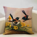 Axyaa Bird Parrot Sofa Cushion Cover 45x45cm Linen Pillowcase for Home & Hospitality