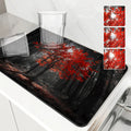 Axyaa Autumn Scenery Drain Pad: Absorbent & Anti-slip Dry Mat for Dishes & Cups