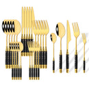 Axyaa White Gold Cutlery Set - 30Pcs Stainless Steel Tableware Dinnerware Flatware