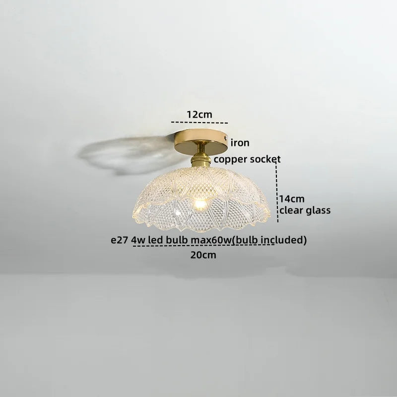 Axyaa Copper Glass LED Ceiling Light for Home Decor - Nordic Style Fixtures