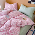 Axyaa Pink Plaid Bedding Set 2025 - Twin/Full/Queen Size - Girls Bed Sheet Set