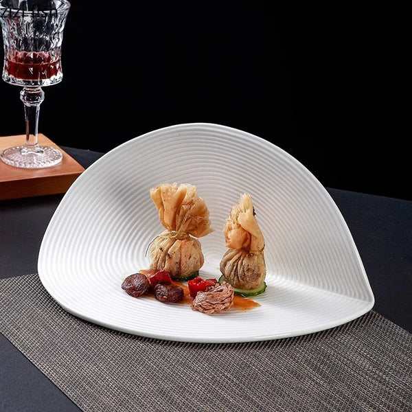 Axya Ceramic Dinner Plate Set - Stylish Restaurant Tableware for Desserts, Pasta, and Sushi