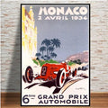 Axyaa Retro Monaco Race Car Wall Art Canvas Painting for Home Decor