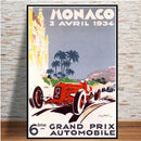 Axyaa Retro Monaco Race Car Wall Art Canvas Painting for Home Decor