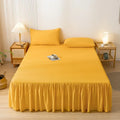 Axyaa Solid Color Bed Skirt with Elastic Band, Queen/King Size, Brushed Fabric