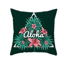 Flamingo Flower Rainforest Cushion Cover with Tropical Plant Animal Pattern by Axyaa
