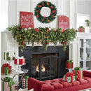 Axyaa Christmas Green Wreath with Pinecones and Berries for Indoor Outdoor Decoration