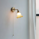 Axyaa Flower Glass LED Wall Light Fixture Vintage Rotate Copper Bedside Lamp