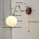 Axyaa Amber Glass LED Wall Lights Pull Chain Switch - Modern Nordic Design