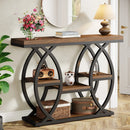 Axyaa Industrial 4-Tier Console Table, 39.4" Entryway Sofa Table with Thickened Top