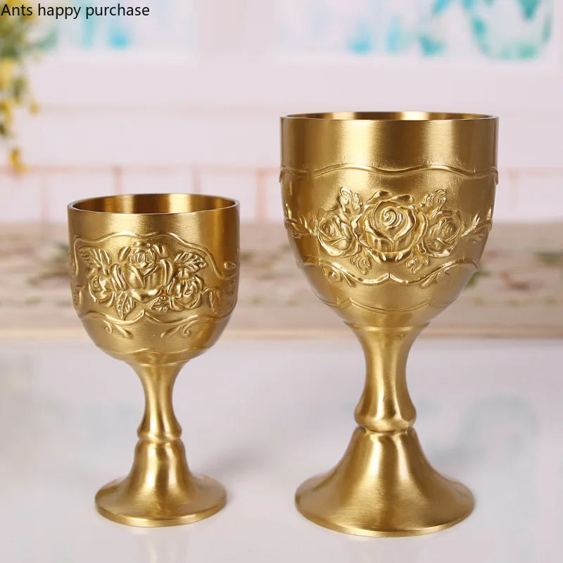 Axya Golden Goblet Set - Brass Wine Cups & Spirit Glass Collection