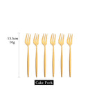 Axyaa Stainless Steel Fruit Cake Fork Set - 6Pcs