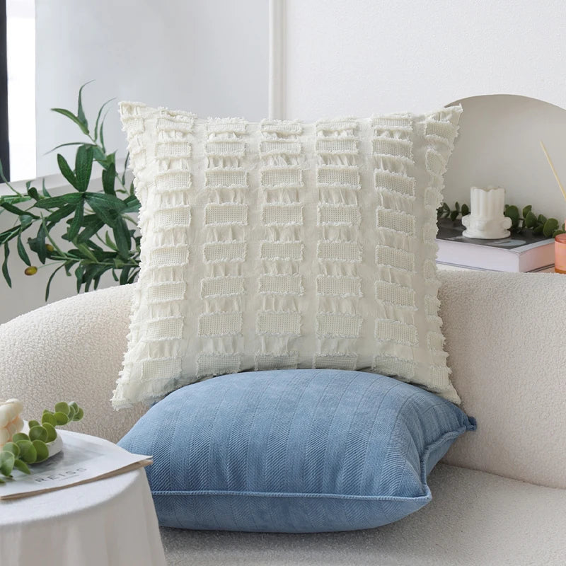 Axyaa Cream Decorative Pillow Cover - Nordic Style Living Room Cushion