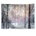 Axyaa Snowy Forest Tapestry Tree Wall Hanging for Home Decor